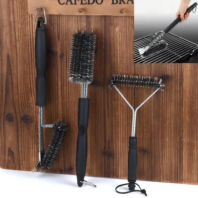 Professional BBQ Grill Brush Made Of Stainless Steel Wire Triangular Brush For Scrubbing BBQ Multipurpose Cleaning Brush