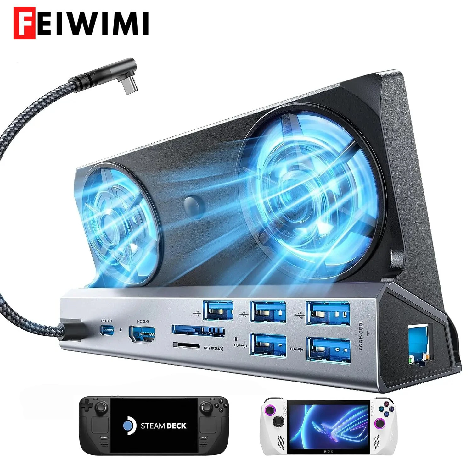 13 in 1 Legion Go Docking Station,Legion Go Dock Hub with 5 USB , Dual Cooling Fan, HDMI 4K@60Hz,100W Charging for Legion Go