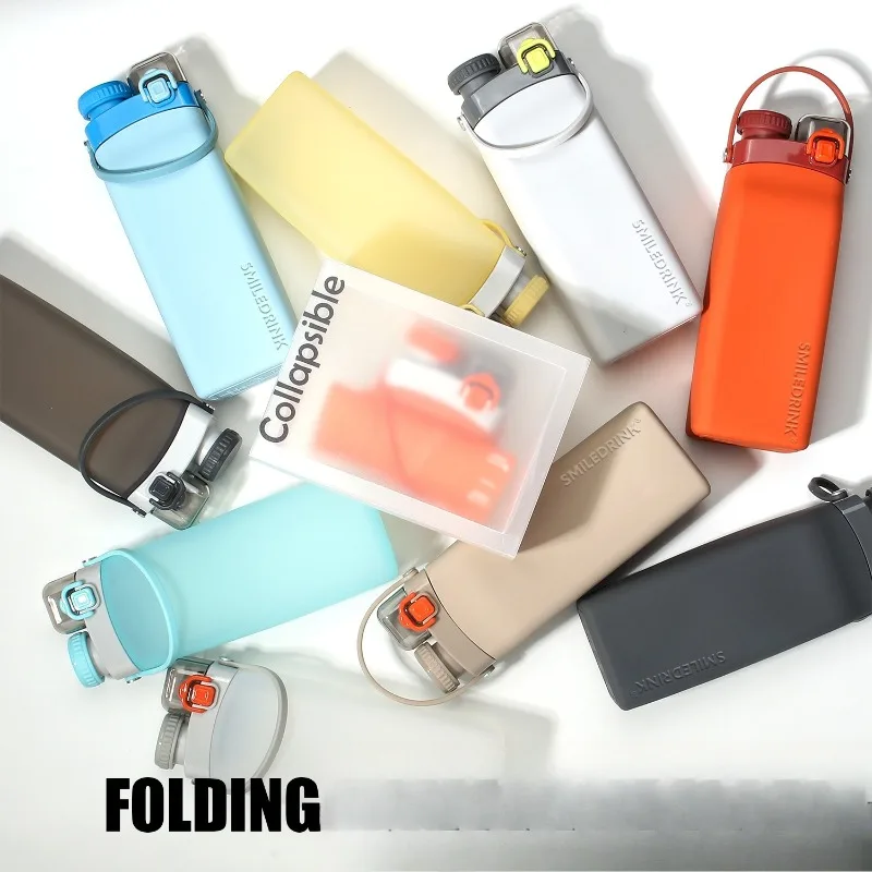 New unique double cover anti-leakage foldable high temperature resistant, silicone sports kettle