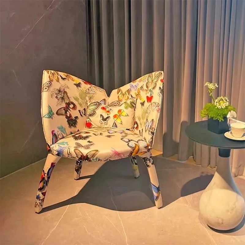Italian minimalist special-shaped home designer high-end light luxury fabric butterfly leisure back chair