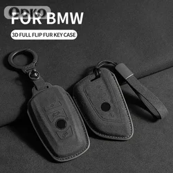 Suede Car Remote Key Case Cover for BMW 1 3 5 7 Series X3 X5 X6 F30 F34 F10 F20 G20 G30 G01 G02 G05 F15 F16 Keyless Key Fob