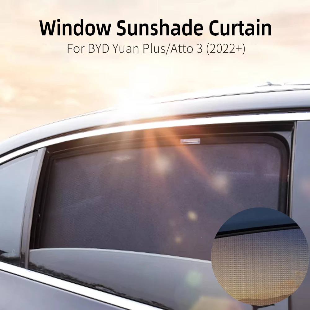 For BYD Atto 3 2022 2023 2024 2025 Car Side Window Sun Shade Curtain Summer Sun Protection Sunshade UV Magnetic Privacy Curtains