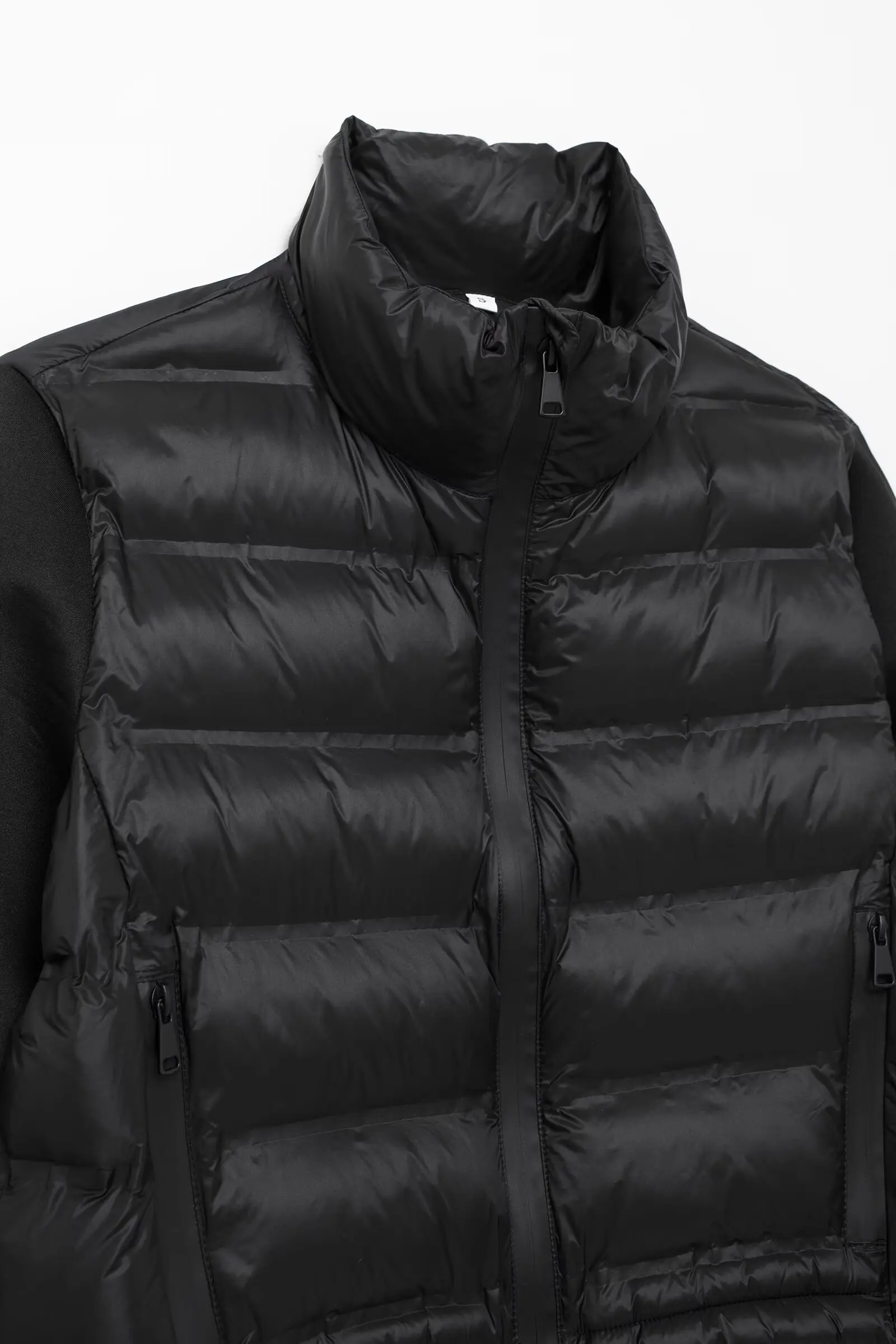 JNLEAOG Faionable Bla Spliced Cotton Jaet Women's ort Outerwear Autumn New Sle High Collar Zipper Closure Long Sve