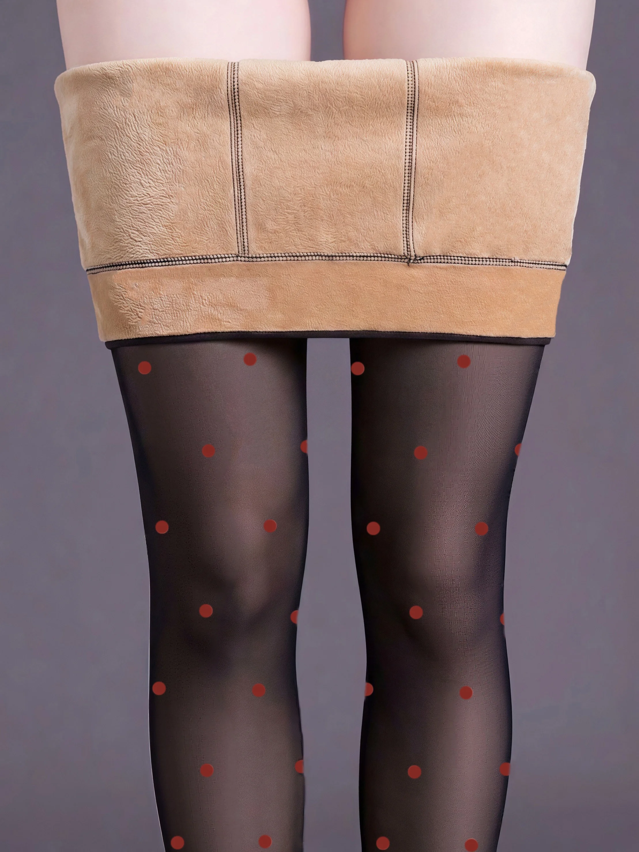 Women’s High Waist Red Heart Polka Dot Leggings High Elasticity Comfortable Skin Friendly Thermal Winter Pants for Outdoor