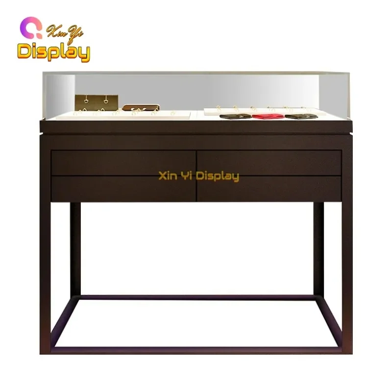 custom.Modern Bespoke Jewelry Display Cabinet LED Lighting Luxury Shopping Malls-Eco-Friendly Durable Retail Showcase Furnit