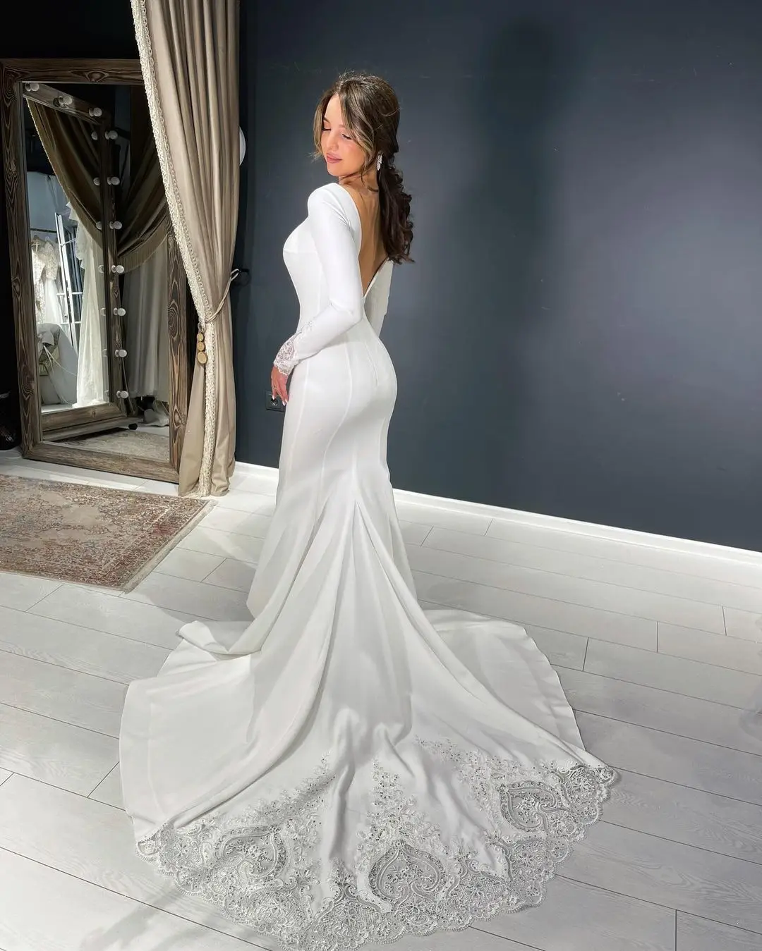 Slim Backless Bridal Wedding Dress Trailing Dress Suitable for Wedding Banquet Party Cocktail Party Prom Dresses