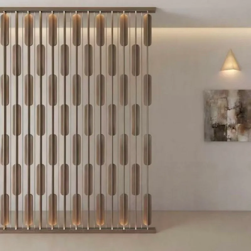 Stainless Steel Screen New Chinese Style Antique Bronze Partition Living Room Office Hotel Divider Ancient Bronze Design Decor