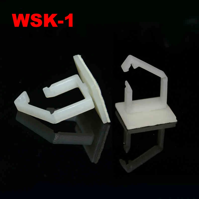 25pcs WSK-1 6.7mm High 20x20mm White Plastic Nylon 3M Glue Self Adhesive Adjustable Buckle Cable Wire Clip Fixed Mount Clamp