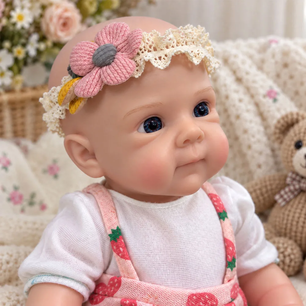 20 Inch Full Silicone Reborn Baby Doll Bald Head Open Eyes Lifelike Art Collectible Washable Display Gift for Doll Collectors