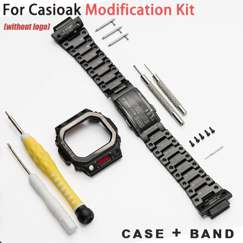 Titanlegierung-Umbau-Mod-Kit für Casioak DW5600 DW5610 GW-M5610, Metall-Uhrengehäuse, Rahmen, Edelstahlband, Zubehör
