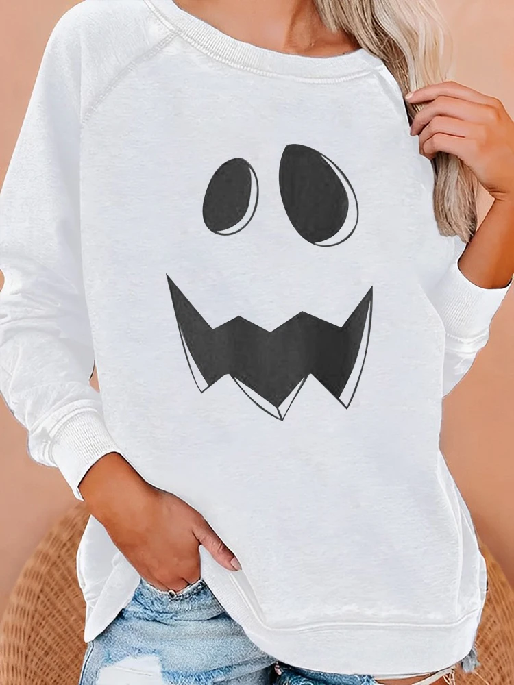 

Seeyoushy Halloween Elements Top Grimace Print 2023 New Long Sleeve Crewneck Ladies Hoodie Y2K Aesthetic Dress Harajuku