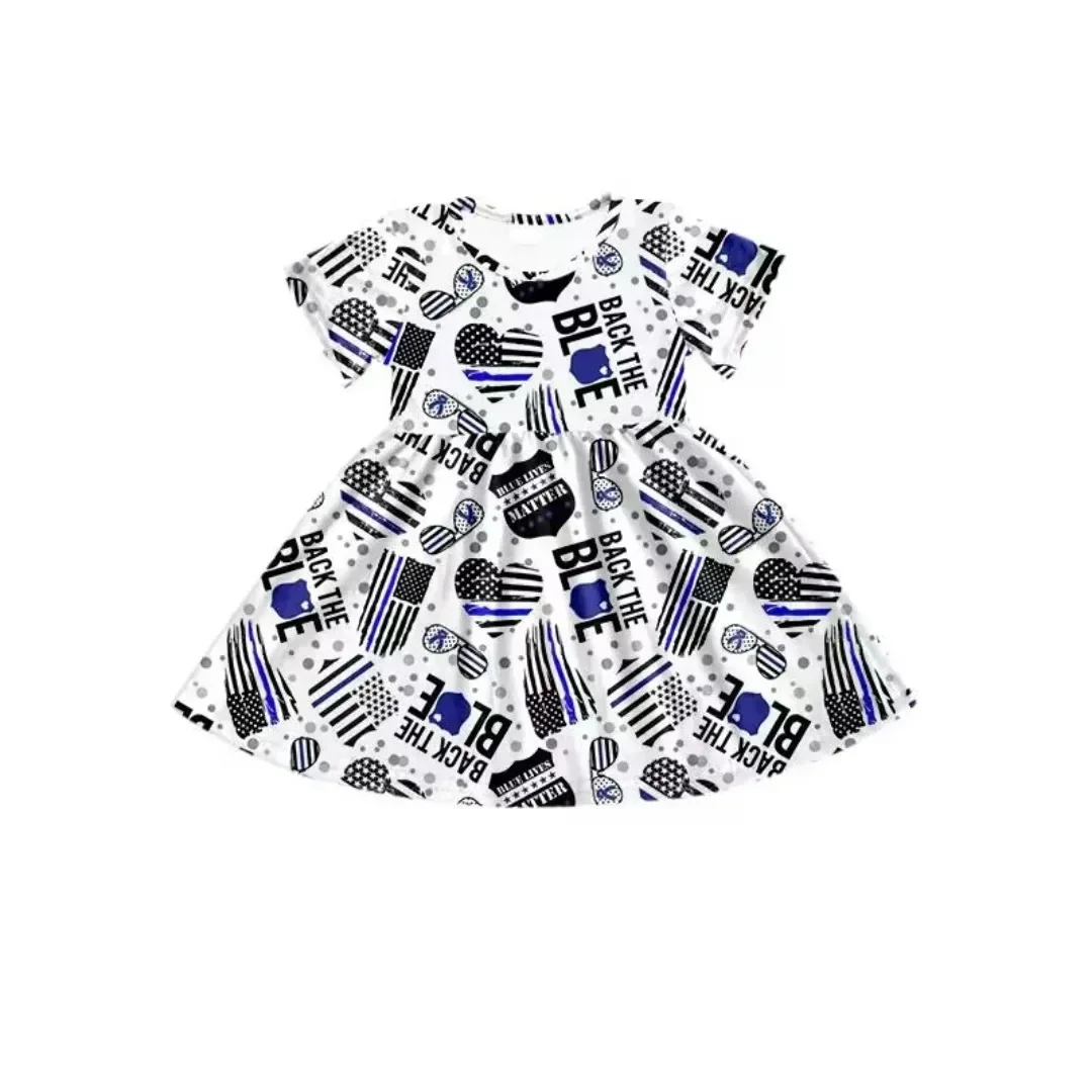 Independence Day Summer Boutique Boys July 4 Printed Blue Short-sleeved Top Shorts Two-piece Set