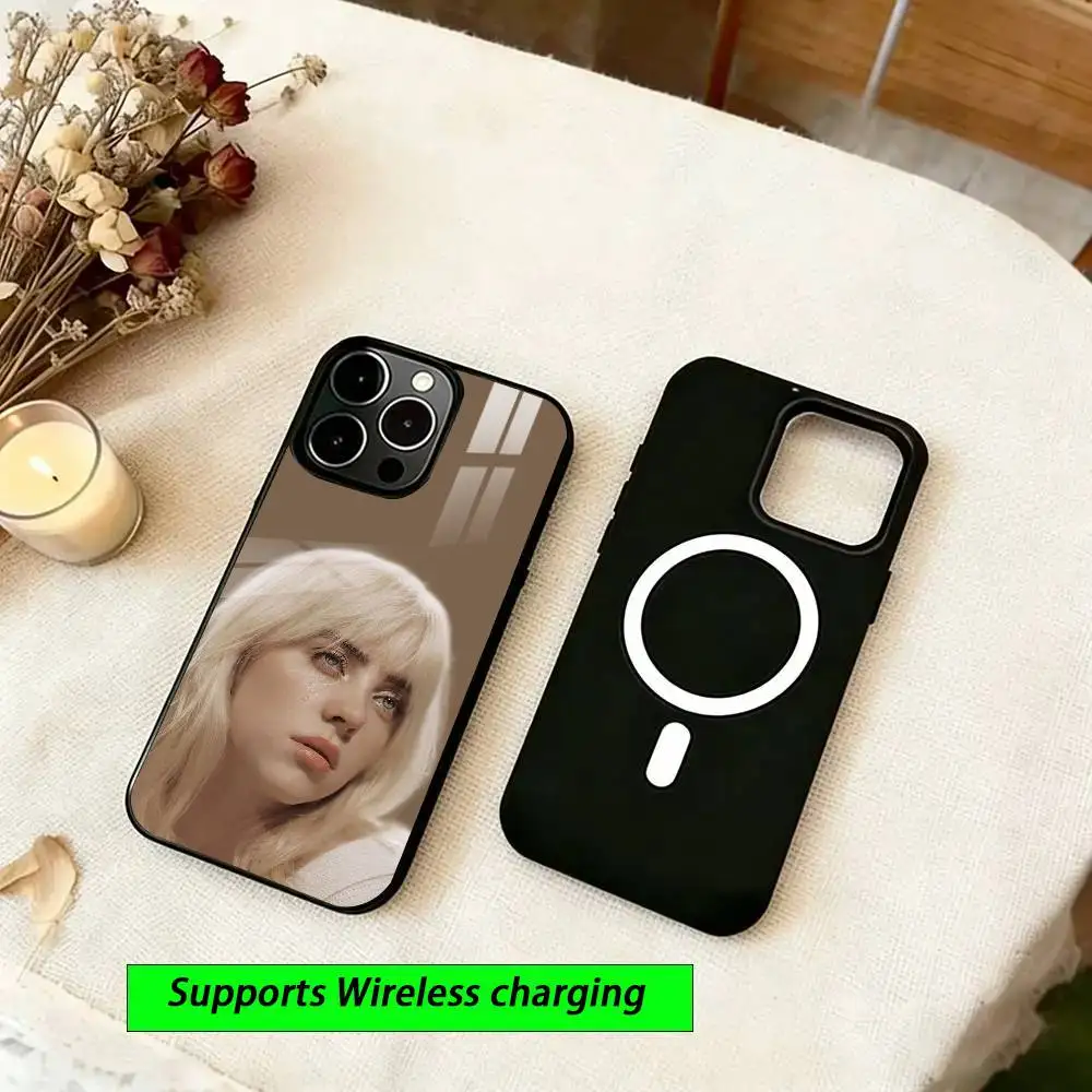 Female folk singer B-illies E-ilish  Phone Case For iPhone15,16,17,14,13,12,11 Plus,Pro Magnetic For  Wireless Charging view 5