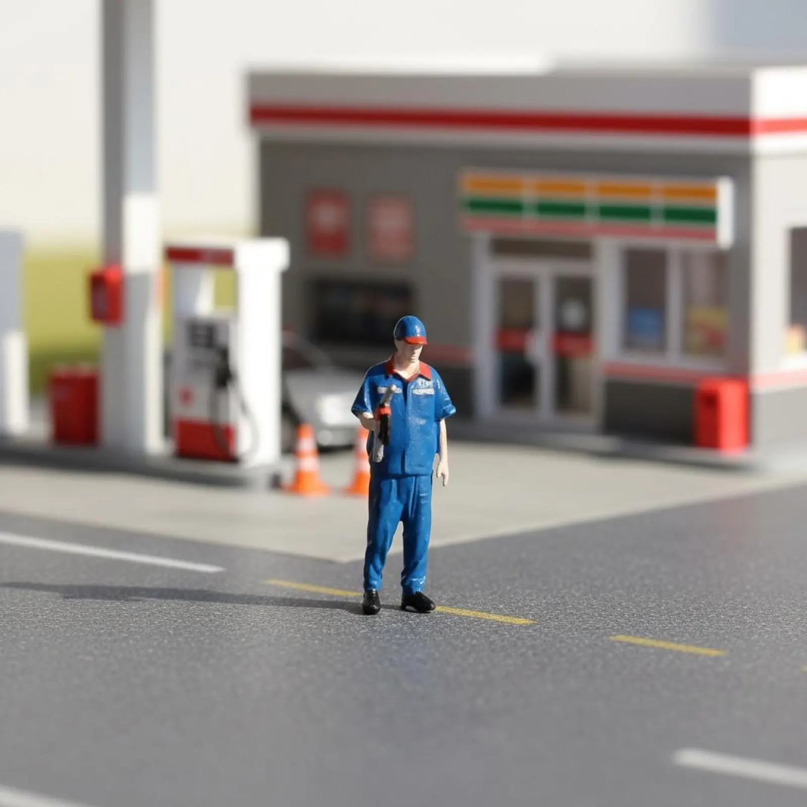 

1:64 Gas Station Attendant Figurine Detailed Paint Resin Miniature Figure Display Decor Collectible