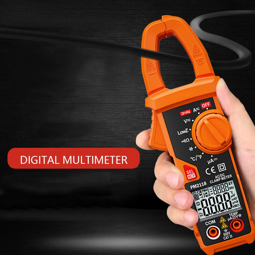 

PEAKMETER PM2118 Dual Display AC DC Clamp Multiemeter NCV Ohmmeter Capacitance Temp Tester