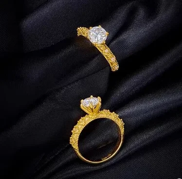 Imagem -05 - Nova Chegada 999 Anéis de Ouro Real 24k Jóias de Ouro Puro Moissanite Anéis para as Mulheres Quilate Ouro Fino Anéis Garra