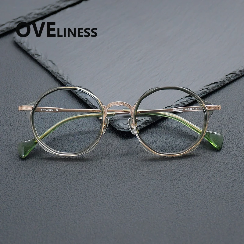 

Acetate Titanium Glasses Frame Men Women New Brand Design Vintage Retro Round Eyeglasses frames Spectacles spectacles Eyewear