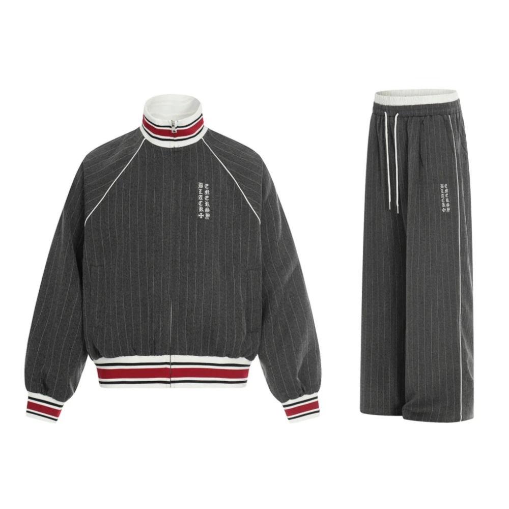 

Sport Casual Striped Knitted Tracksuit Women 2026 Spring Two Piece Set with Zipper Loose Fit Pants Fashion Matching Outfit F