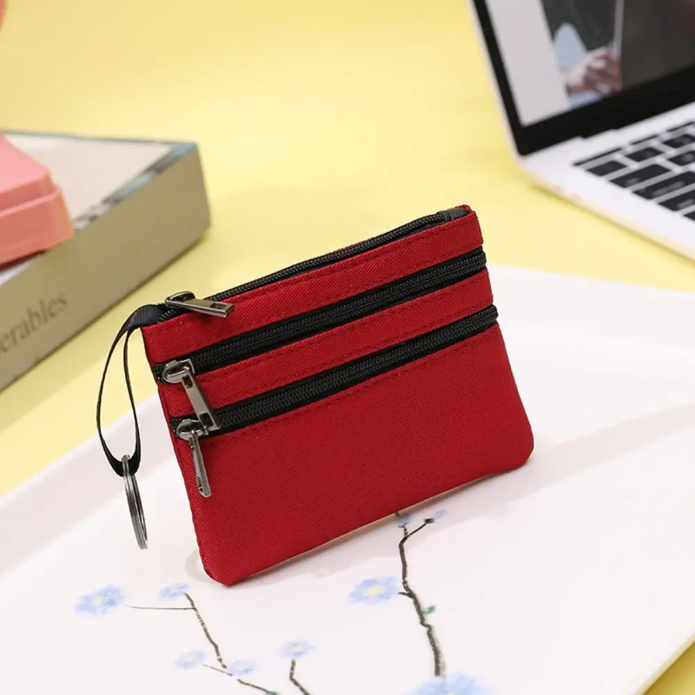 

High Quality Canvas Wallet Zipper 3-layer Coin Bag Pouch Bag Women Girls