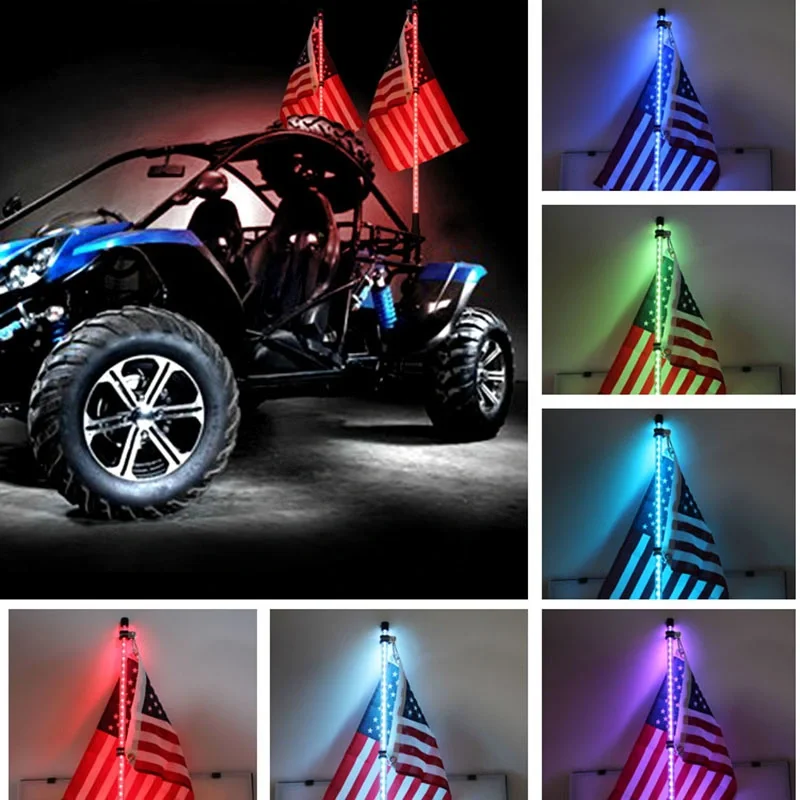 

2FT 3FT 4FT 5FT 6FT LED Whip Light 4X4 LED Dancing Chasing Light Spiral APP Control off Road Whip for off Road ATV Trucks Boat