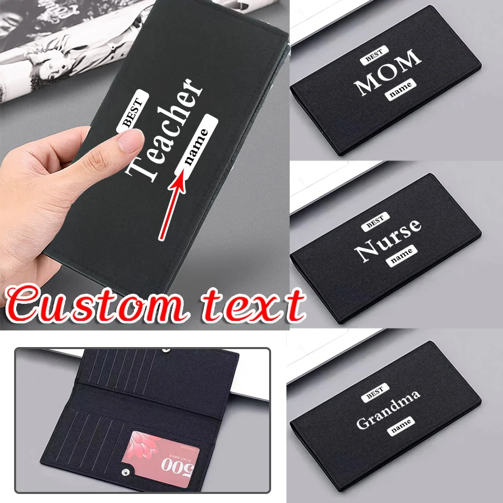 

Персонализированный индивидуальный кошелек с именем, держатель для удостоверений личности, складной зажим для денег, кошелек для хранения банковских карт, модный чехол для монет, карманная книга