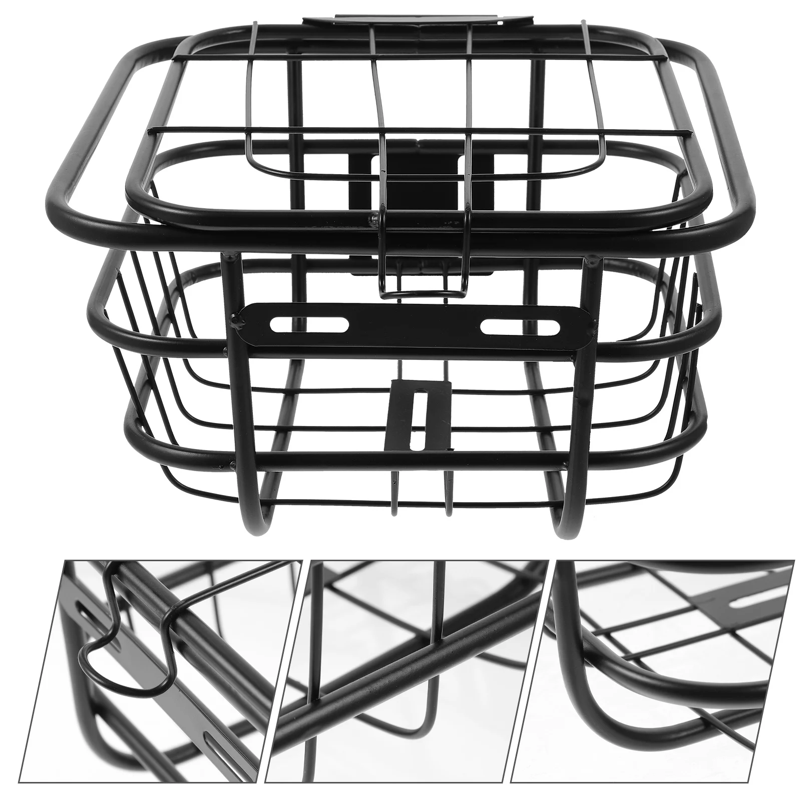 

1Pcs Black Iron Bike Basket Simple Stylish Practical Gadget Holder for Most Bikes and E-Bikes Basket Bike Accessory