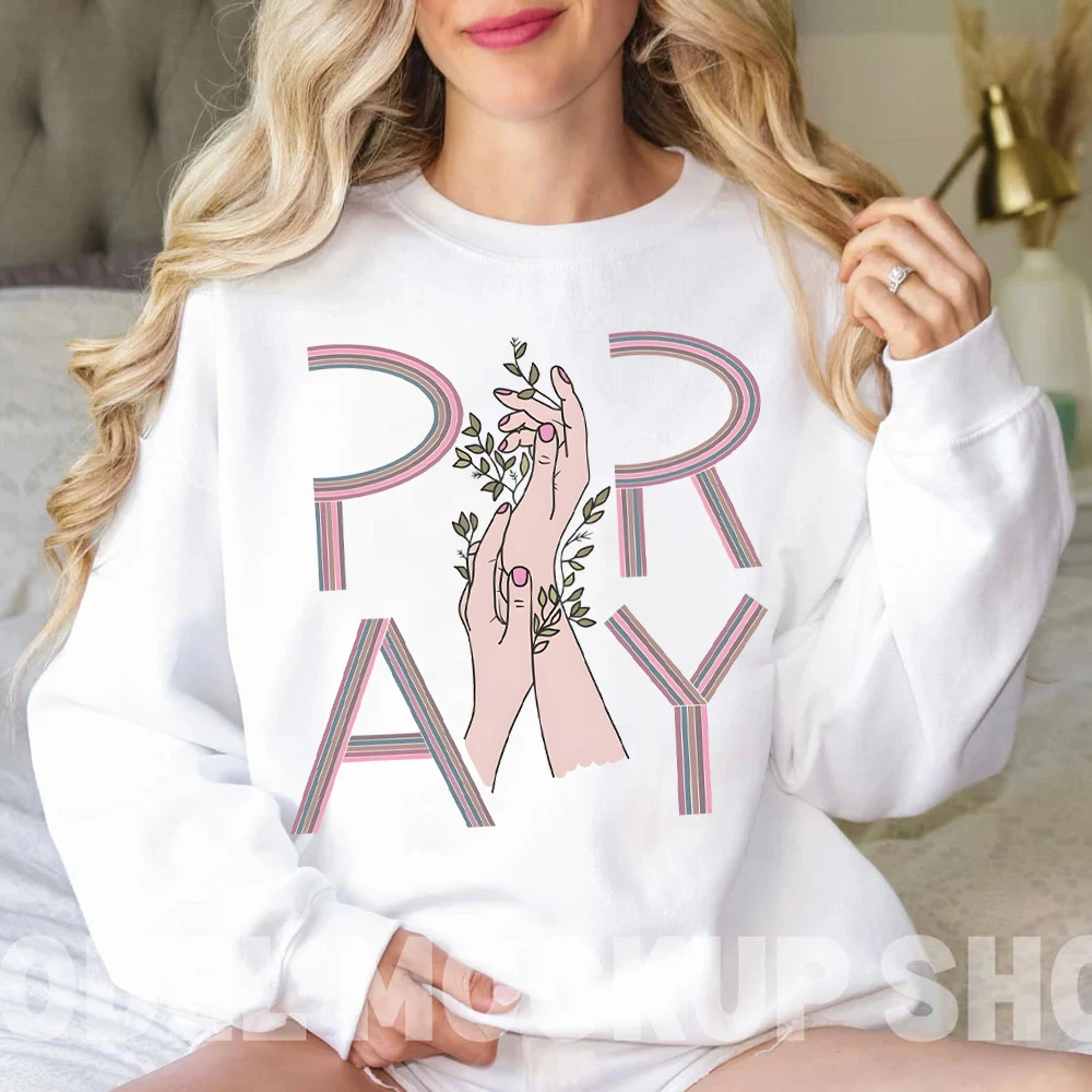 Pray Hoodie Christian Women Clothing Grace Modern Casual Hoodie for Womens Gift for Mom Sweatshirt's Mother's Day Gift Religious