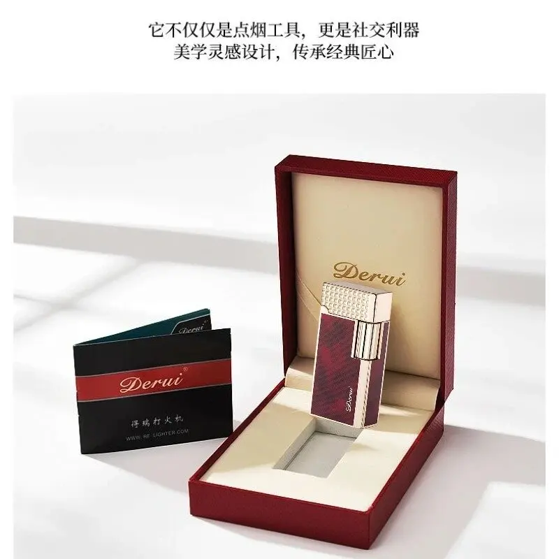 New Derui Metal Langsheng Kerosenes Lighter High-end Lighter Narrow Version Mini Side-sliding Open Flame Lighter Gadgets