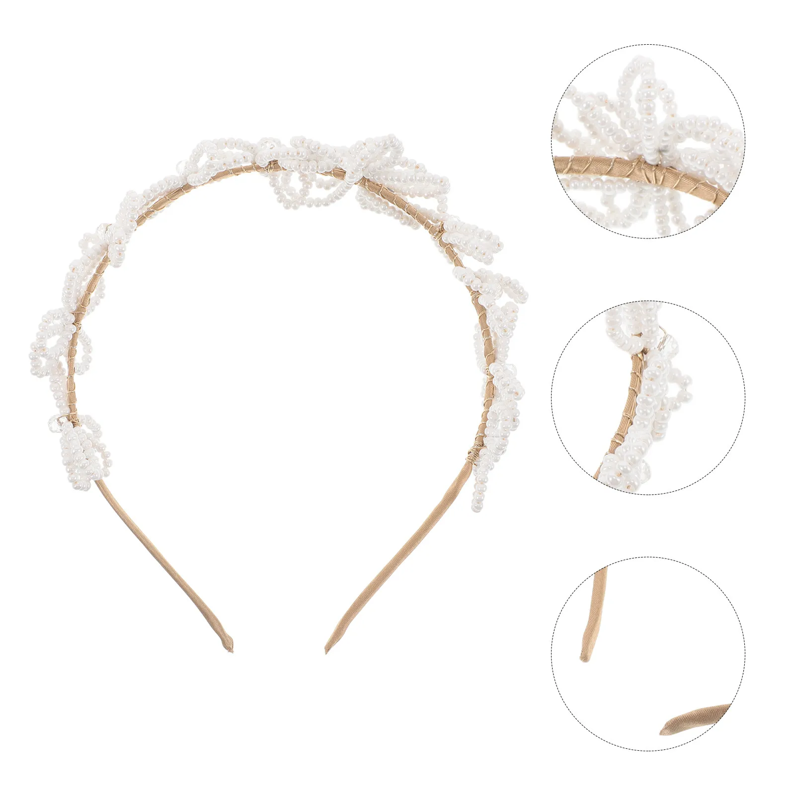 Elegant Bridal Headband Faux Pearl Beaded Hairpiece Wedding Bride Hair Accessories Simulated Floral Jewelled