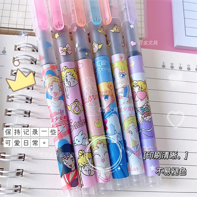 Sailor Moon Black Press Gel Pen Writing Student Bullet Ballpoint Pens Cute Cartoon Stationery Pens Study Office Supplies Gift