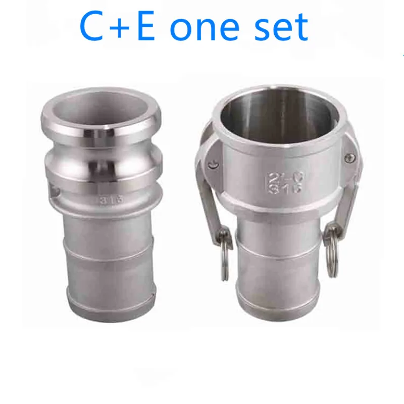 

C+E one set of Camlock Fitting Adapter Homebrew 304 Stainless Steel Connector Quick Release Coupler 1/2"3/4"1” 1-1/4"1-1/2"