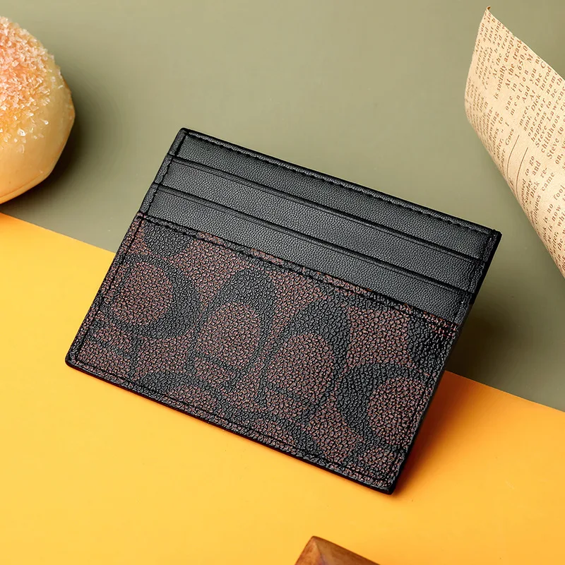 PU Leather Card Holder Slim Minimalist Wallet RFID Blocking Multiple Card Slots Coin Pocket Compact Organizer Man and Women