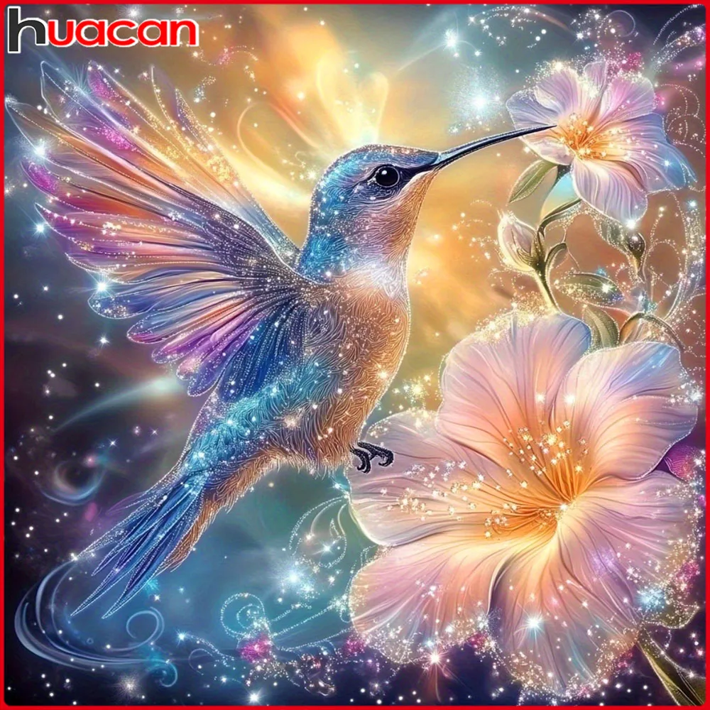 Huacan Full Square Round Diamond Painting Bird Flower Diamond Mosaic Animal Art Decorative Paintings