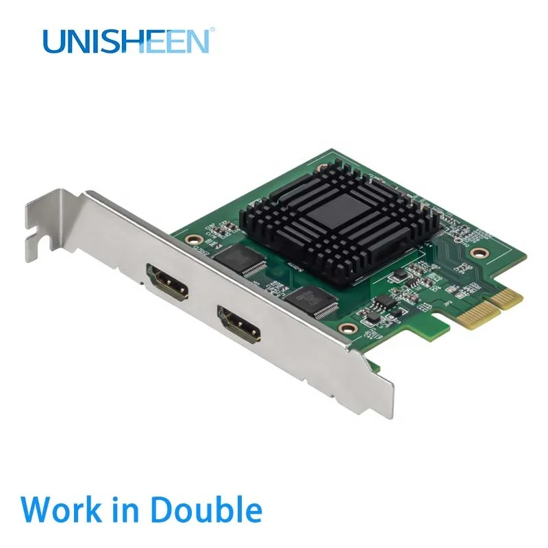 UNISHEEN UC3350HS Dual Recorder Streaming Zoom Vmix OBS Wirecast 2 Channel HD 1080P for HDMl SDI Video Capture Card Box PCIE