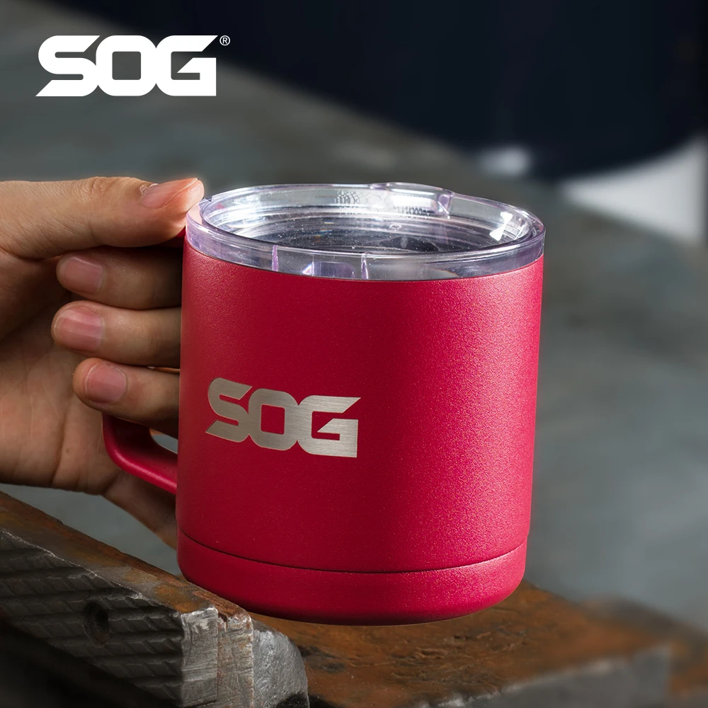 

SOG 14oz/410ml Insulated Stainless Steel Coffee Cup Tumbler with Handle, Double Wall Durable Travel Mug Leakproof for Daily Use