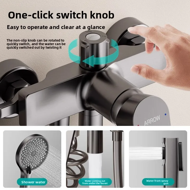 Brass Shower Mixer Tap, Split-Type Easy Install Bathroom Faucet, Hot & Cold Water Bath Valve for Rain Shower System