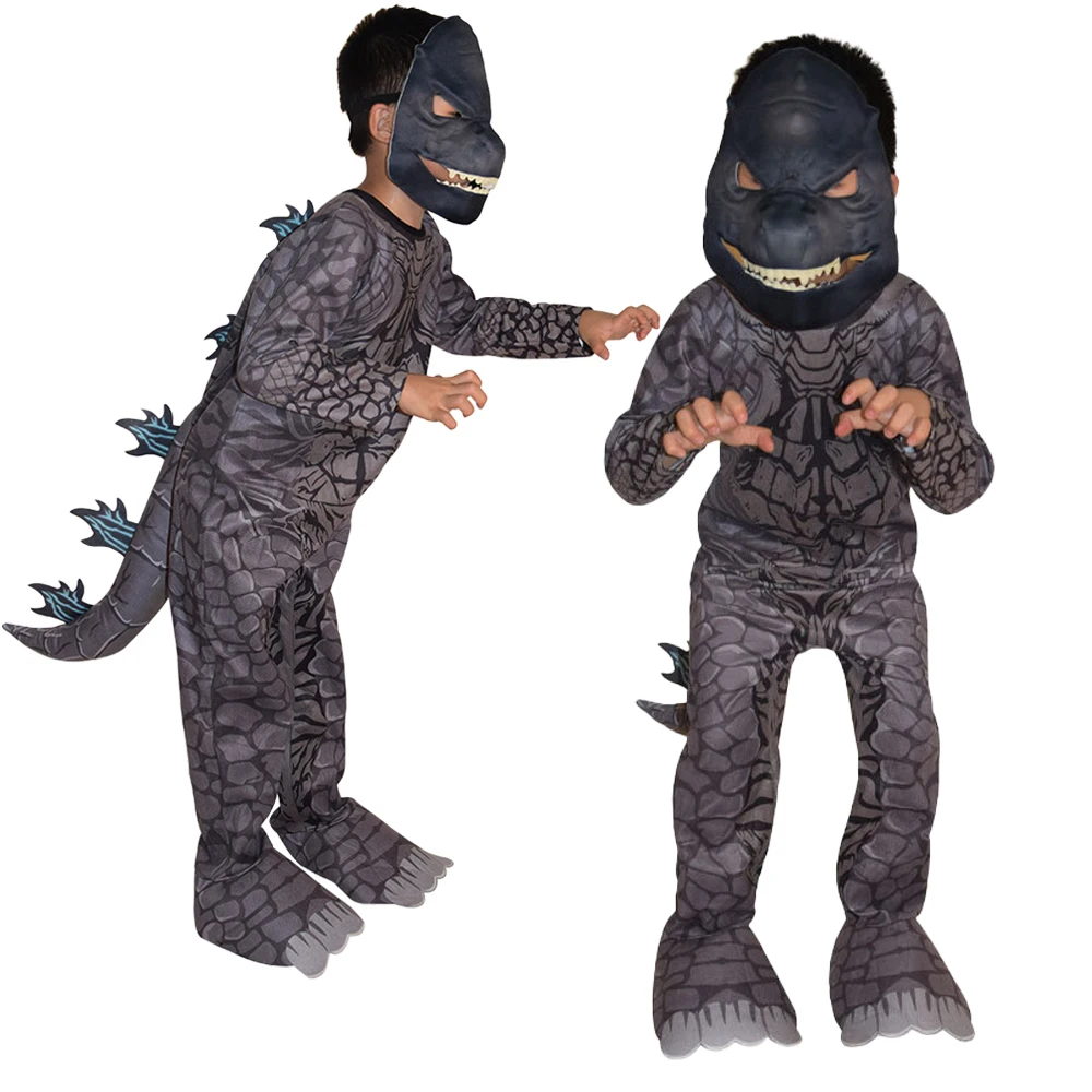 Dinosaurussen Masker Kostuums Jumpsuit Cosplay Dier Monster Draak Halloween Dress Up Party Bodysuit Pak voor Jongens Meisjes Geschenken