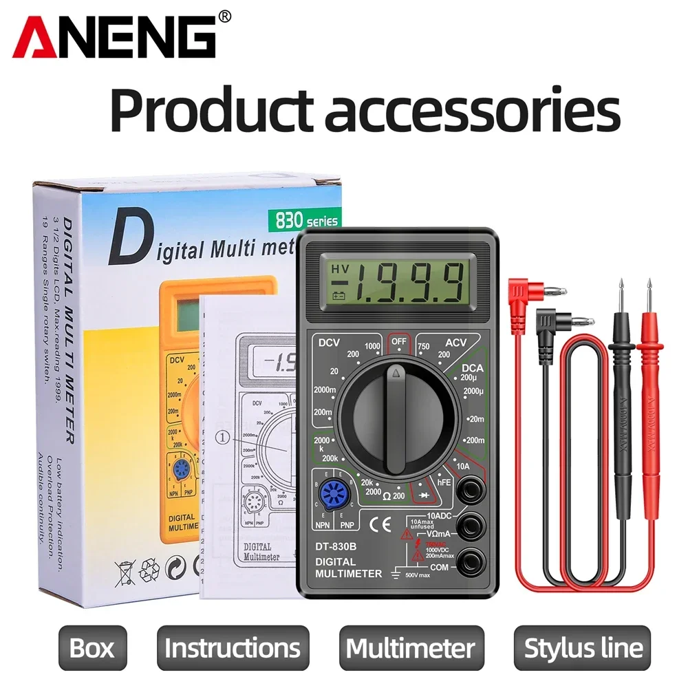 ANENG DT830B Multimeter Tester Handheld Multimetre Digital Multimeters Professional Multi Meter Multimetro Ohm Maltimeter Tools