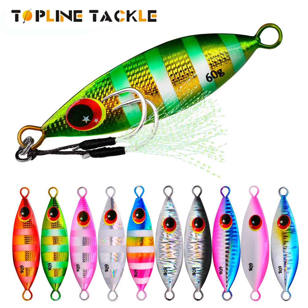 

Topline Micro Jigging Slow Pitch Lure Vertical10g 20g 30g 40g 60g Hard Bait Jig Shore Slow Metal Jig Lure Sea Fishing Tackle