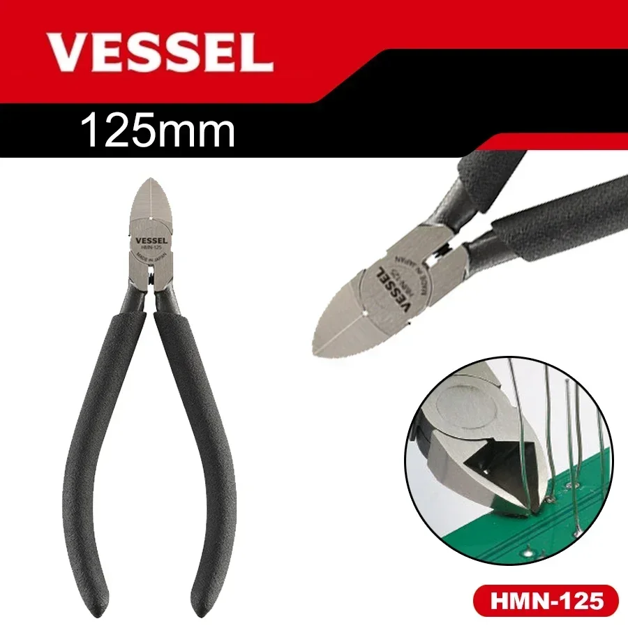 VESSEL Micro Wire Cutting Pliers Side Cutting Nippers Multifunction Sharp Clippers Diagonal Nose Pliers HMN-110 HMN-125 Electro 