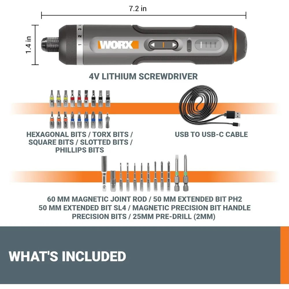 مفك براغي 4 فولت يعمل بالليثيوم مع مجموعة ملحقات مكونة من 30 قطعة