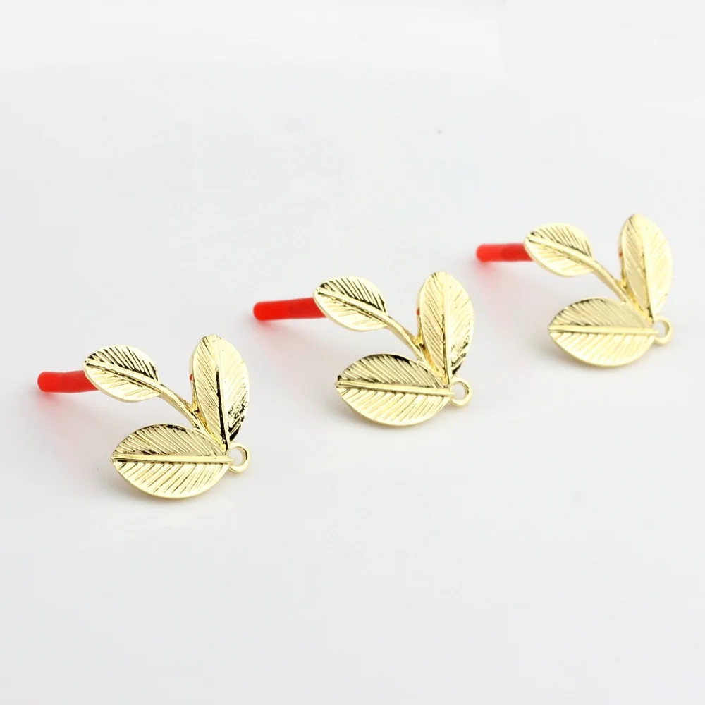 DIY Jewelry Making Accessories - Gold Plated Zinc Alloy Leaf Earring Components for Earrings 6pcs/lot