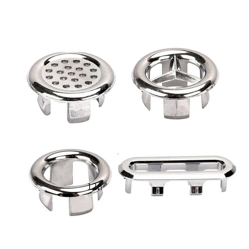 

10 шт., сливная крышка для раковины для ванной комнаты, круглая пластиковая пробка для перелива раковины, украшенное декоративное кольцо для перелива раковины