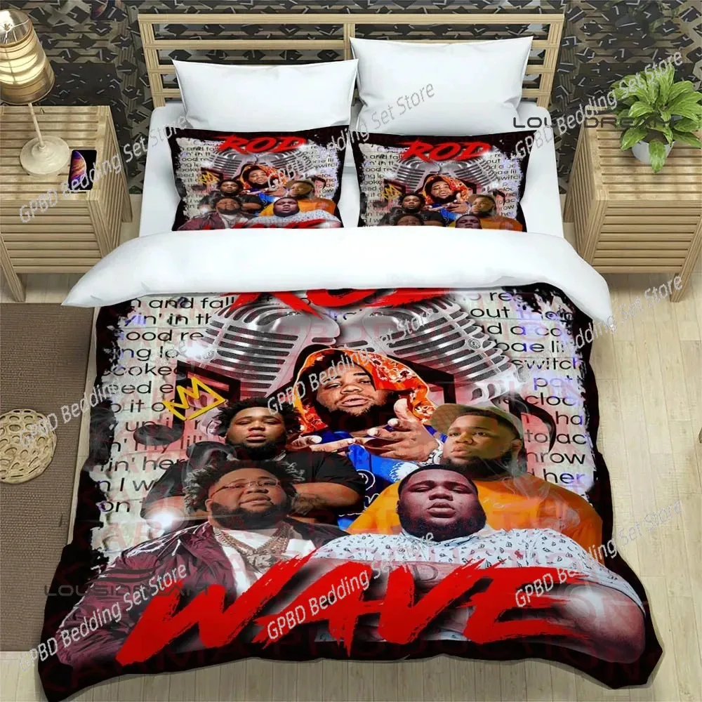 3D Print Rapper Rod Wave Bedding Set,Duvet Cover Comforter Bed Set Quilt Cover Pillowcase,King Queen Twin Size Boys Girls Adults