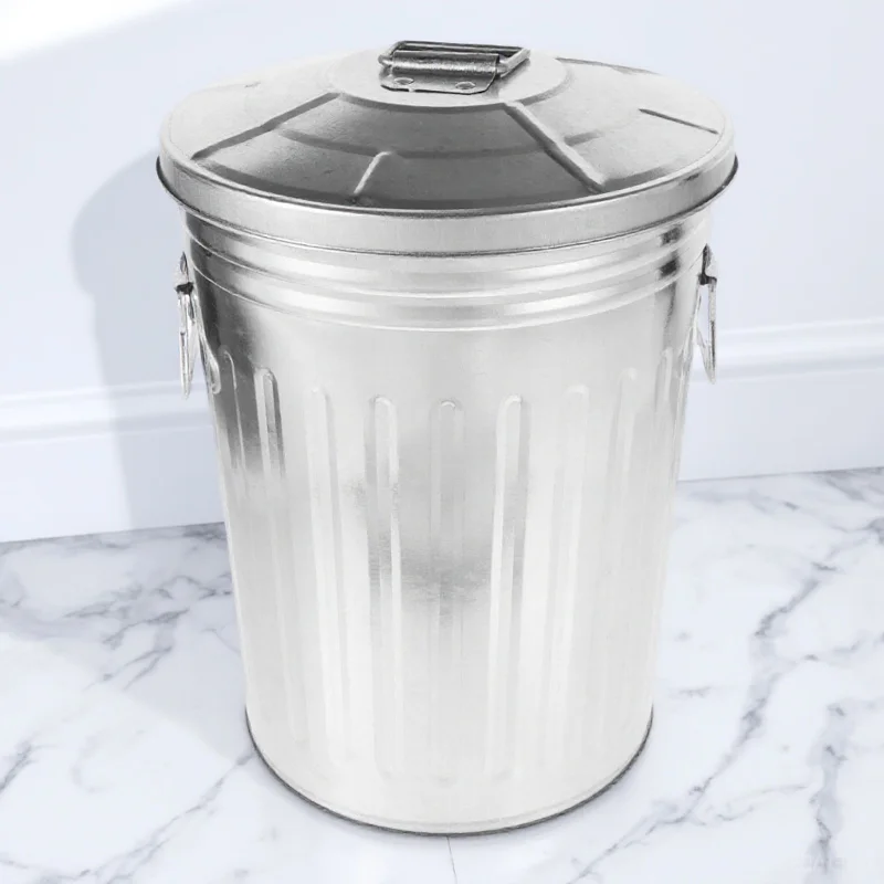 

Sturdy Metal Outdoor Garbage Can Large Capacity Trash Holder Waste Basket for Kitchen Bathroom Bedroom Outdoor Use