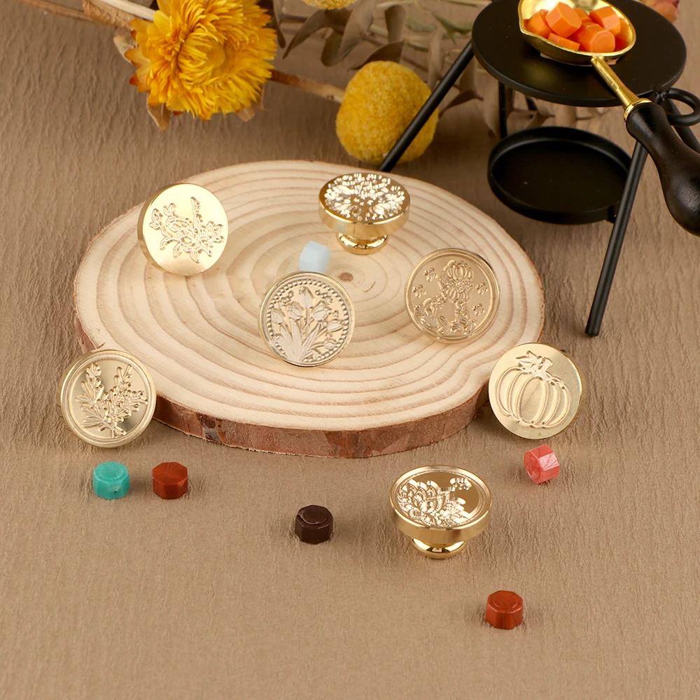 Literary Flower Botanical Theme Wax Seal Stamps Tulips Removable  Brass Stamp Heads for Decorating Wedding Parties,Invitations