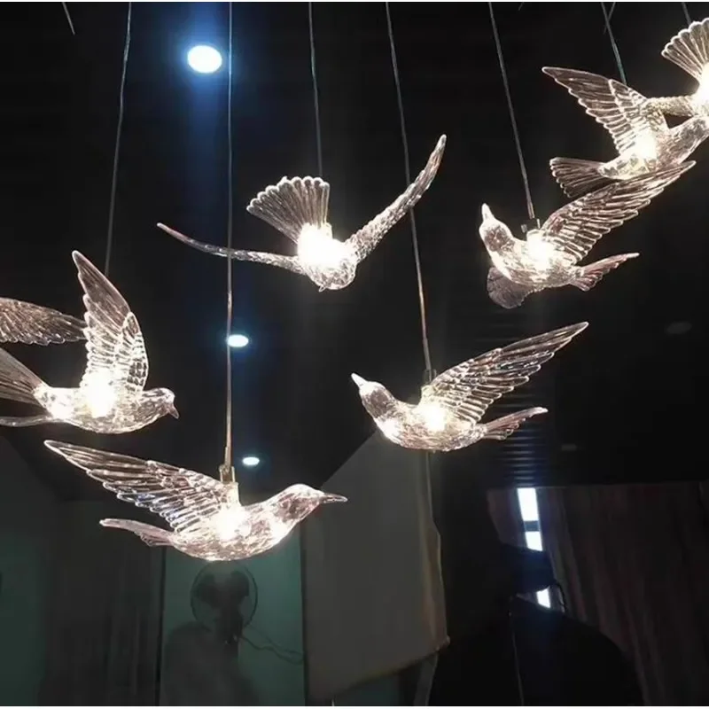for Villa Hotel Lobby Crystal Chandelier Bird Lamp Living Room Dining Room Staircase Window Decoration Pendant Light Fixture