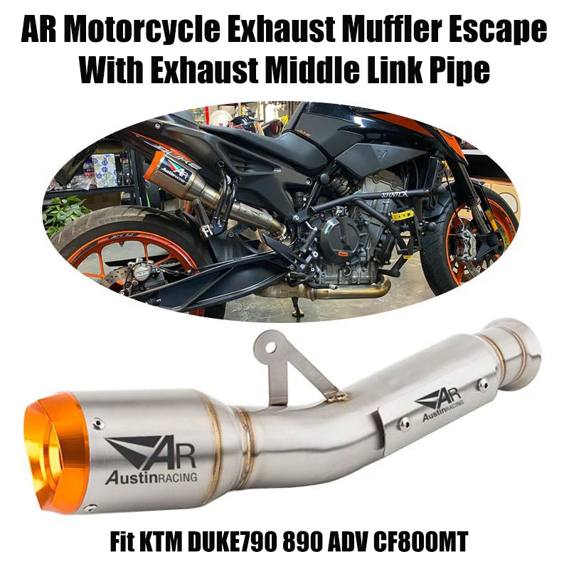 

AR Motorcycle Exhaust Muffler Escape With Exhaust Middle Link Pipe for KTM DUKE790 890 ADV CF800MT Exhaust Modified Accessories