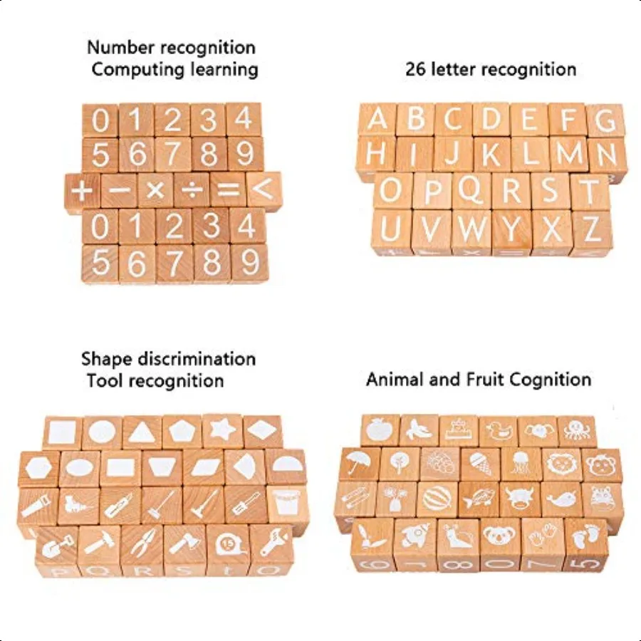 Houten BlokkenABC Bouwstenen Houten Alfabet Baby Blokken Tellen Bouwsteen Set Blokken Speelgoed voor 3 + Jaar Oud 1.18 inch G