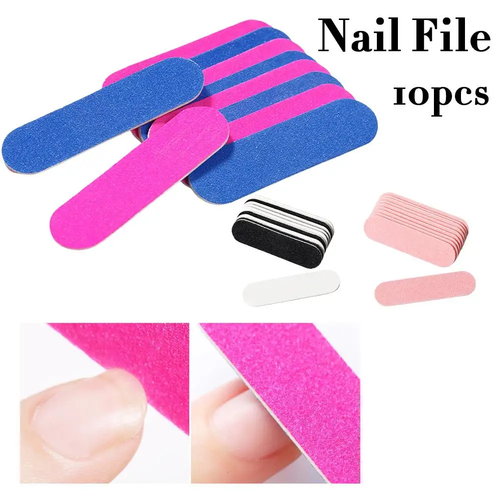 10 Stuks Mini Spons Nagelvijl Kleurrijke Nagel Buffer Dubbelzijdige Verwijderaar Manicure Pedicure Vijlen Cuticle Schuren Buffer A6v1